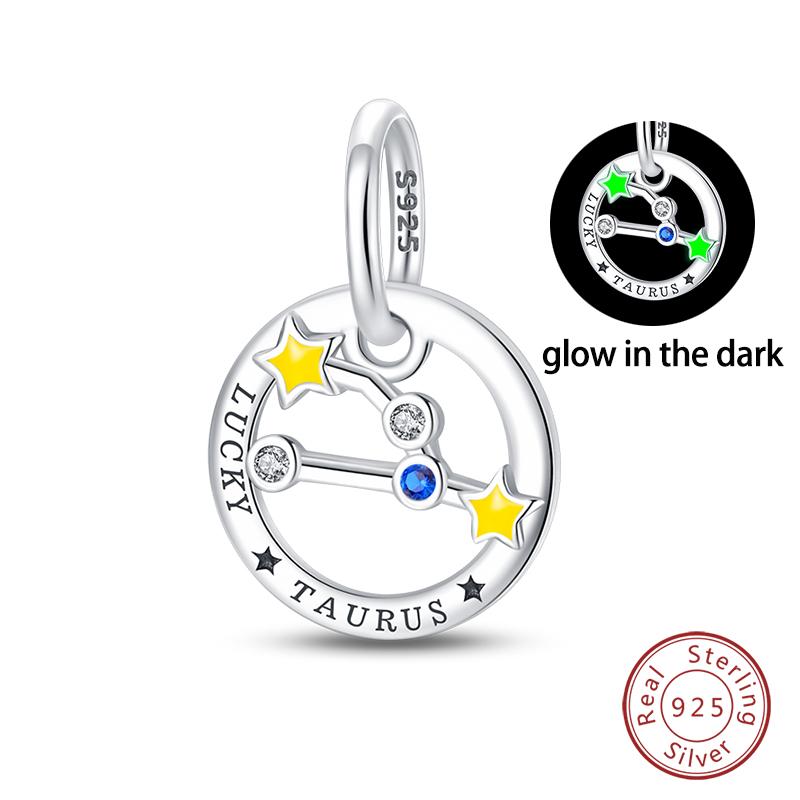 100 copper Creative Luminous 12 Constellation Leo Taurus Pendants Compatible With Authentic Bracelets Do It Yourself Jewellery