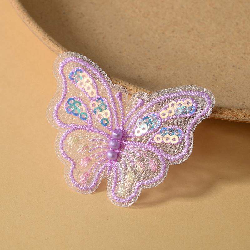 10/20pc Pearl Butterfly Lace Embroidered Wedding Clothes Jewelry Accessories Appliques For Sewing Supplies DIY Hair Clip
