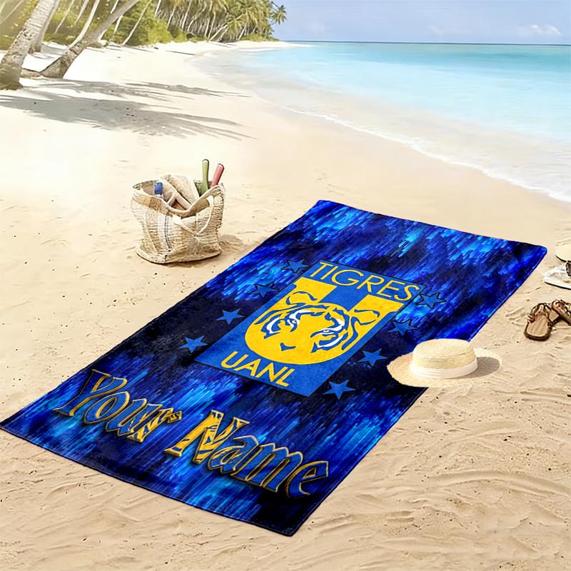 Name Custom Tigres uanl Print Beach Towel, Large Soft Quick Dry Towel for Beach Camping Swimming