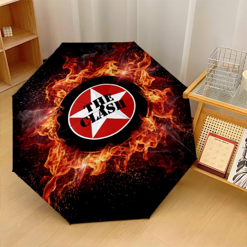 The Clash Print 8?Ribs Automatic Umbrella Wind Resistant Lightweight Folding Umbrella For Outdoor Travel