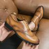 New Men's Dress Leather Shoes Luxury Fashion Groom Wedding Shoes Men England Style Brogue Shoes