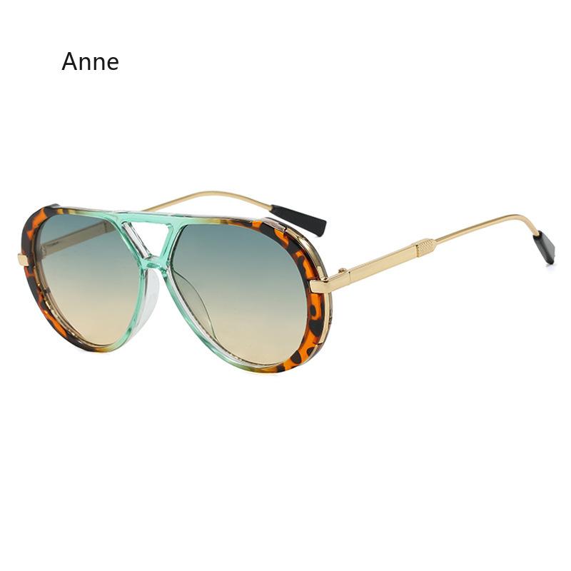 Okulary przeciwsłoneczne Hip Hop Oversize Oprawka Ochrona przed UV Okulary Podwójny Mostek Okulary Osobowość Zauszniki Ozdobne Damskie Okulary Przeciwsłoneczne