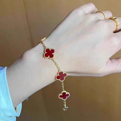 15MM Four-leaf Clover Five Flowers Bracelet Women 18K High-grade Fashion Does Not Lose Color Bracelet