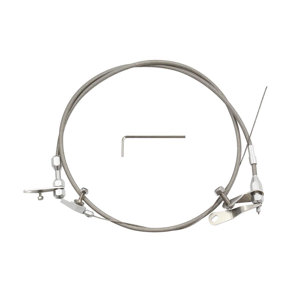 Stainless Braided Kick Down Cable Transmission Detent Fit For Ford C6 Trans C-6