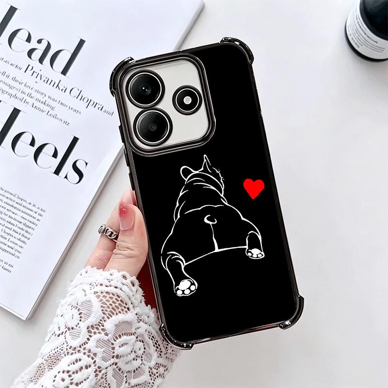 Französische Bulldogge Schwarz Design Beschichtung Handyhülle Für Xiaomi Redmi Note 14 15 Pro Plus 13 12 11 11S 11T 10 9S 9 5G Sturzfest Airaba