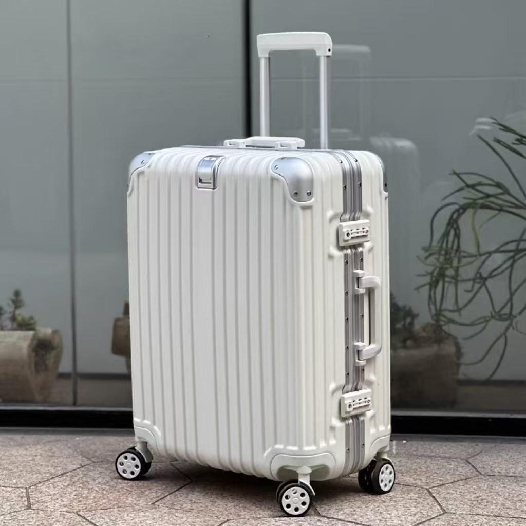 

2026 New 20-Inch Aluminum Frame Carry-On Suitcase with Password Lock, Large Capacity, Unisex Design. 21-inch слоновая кость/белый