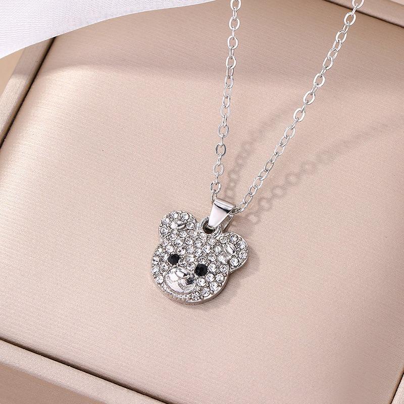 Autumn New Accessories Fashion Alloy Diamond Pendant Women's Cute Animal Bear Necklace