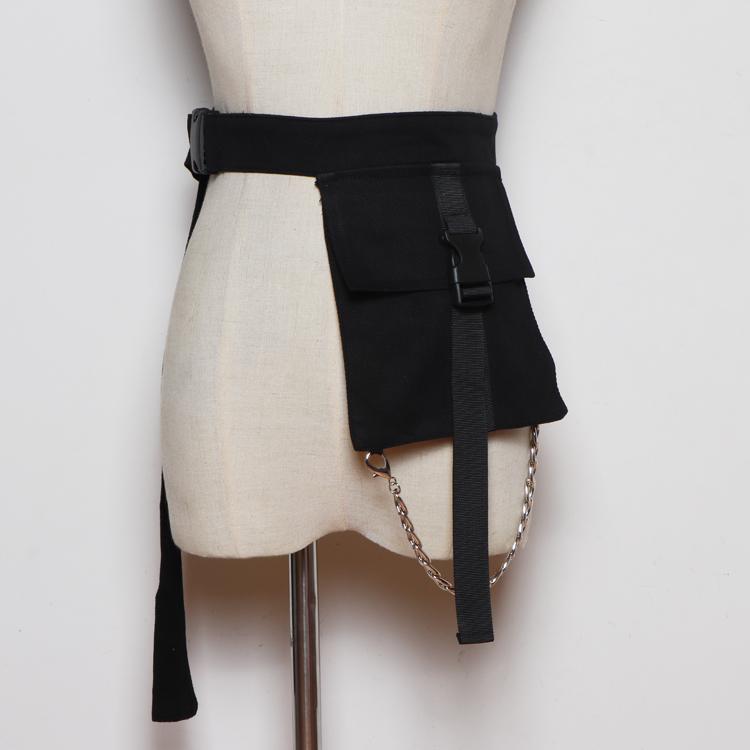 Punk Hip Hop Techwear Stil Bauchtasche Mit Kette Für Damen Street Fashion Gürteltasche Multifunktionale Taktische Hüfttasche