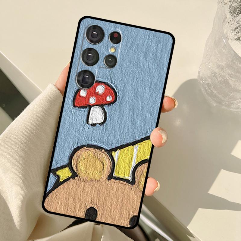 Kawaii Hasen Bären Koreanische Ölgemälde Hülle Für Samsung Galaxy S22 S21 Ultra Note 20 S8 S9 S10 Note 10 Plus S20 FE S21 FE Hülle