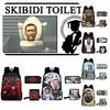 Cartoon Toilet Skibidi Backpack Pencil Case Large Capacity Schoolbag Travel Bag