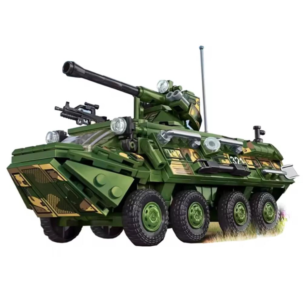 Military MOC Army Main Battle Tank Armored Vehicle Fighter Soldiers Figures Building Blocks Bricks Set Toys