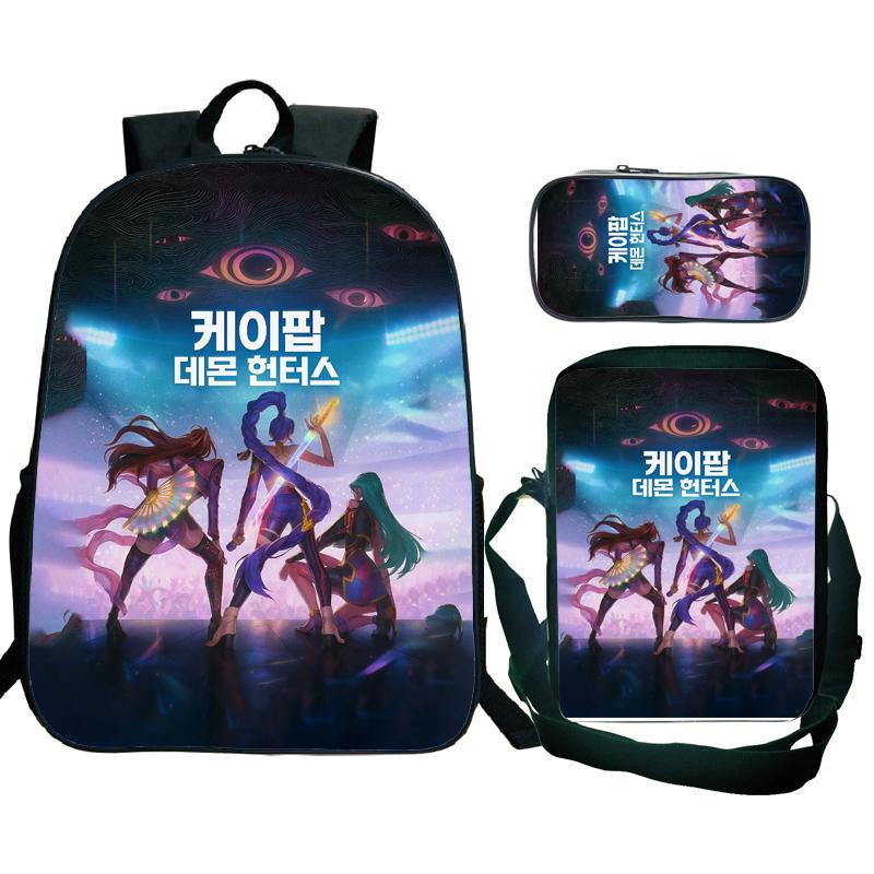 3tlg KPop Dämonenjäger Rucksäcke Huntrix Mädchen Kinder Studenten Schultaschen Zoey Rumi Mira Saja Jungen Kinder Schultaschen Unisex Mochila