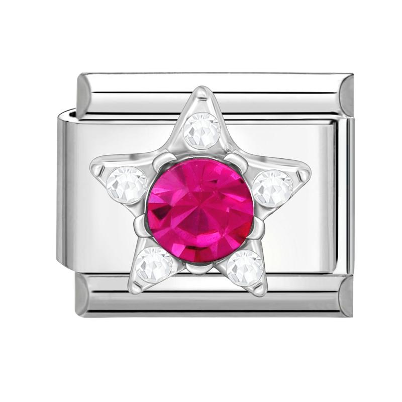 Fashion Shiny Stars Zircon Flowers Cherry Charm Italian Links Fit 9mm Stainless Steel Bracelet Making DIY Jewelry Gifts