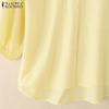 ZANZEA Women Casual Round Neck Loose 3/4 Sleeve Blouse