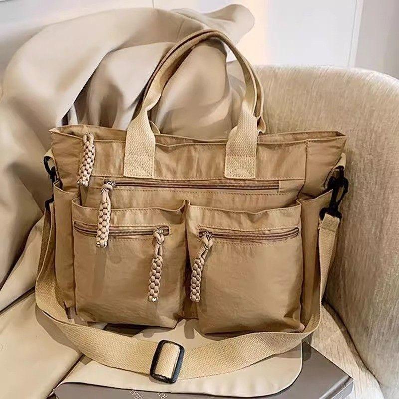 Leisure Large Capacity Tote Bag Women's Fashionable Nylon Cloth Shoulder Bag Daily Commuting Crossbody Bag Multi Pocket Handbag