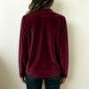 Women's Color Velvet V-Neck Loose Fit Casual Top for Fall Winter