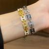 18K Gold-Plated Zircon Letter Bracelet - Light Luxury, High-End Fashion Bangle for Women