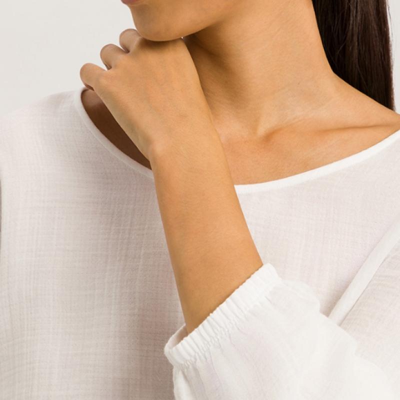 Hanro Cropped T shirT 3 4 Slv  whiTe 74928 