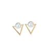 Korean Elegant Triangular Pearl Stud Earrings