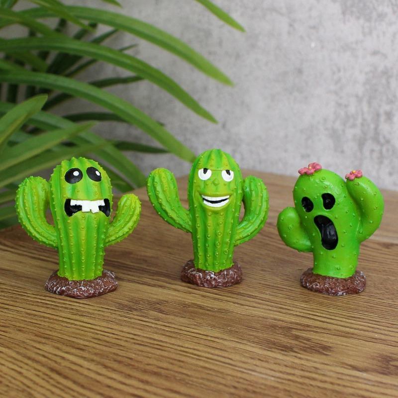 Garden Cactus Monster Set of Three Small Ornaments Flower Bonsai Decoration Succulent Moss Micro Landscape World Scene Angel