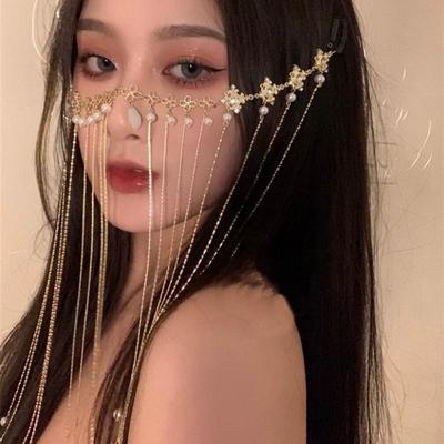 Vintage čelenka strapec Water Drop Hanfu Face Curtain Antique Style Mask Face Závoj Strapce Stred obočia Prívesok Čelenka