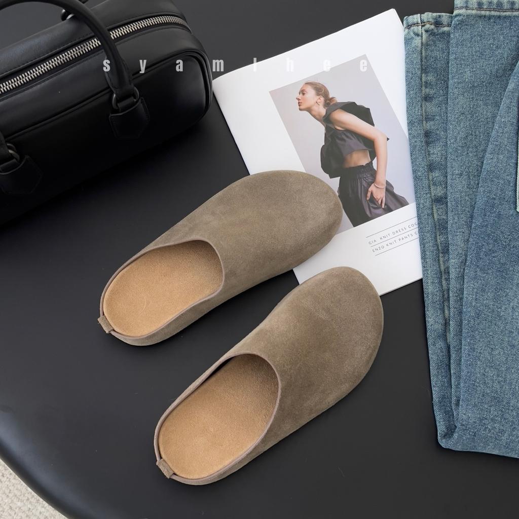 Leather  Summer New Lazy Tow Casual Lazy Tow Matte Soft Leather Women's Casual Shoes