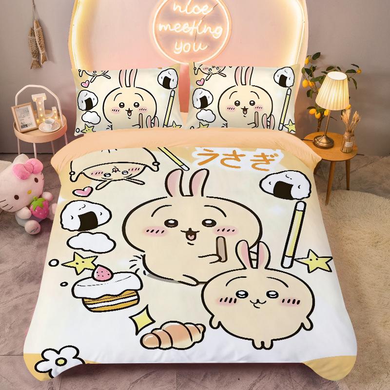 Bedding Set Colorful Print Polyester Student Dormitory Bed Sheet Quilt Cover Kid Gift Home Textile Decorative