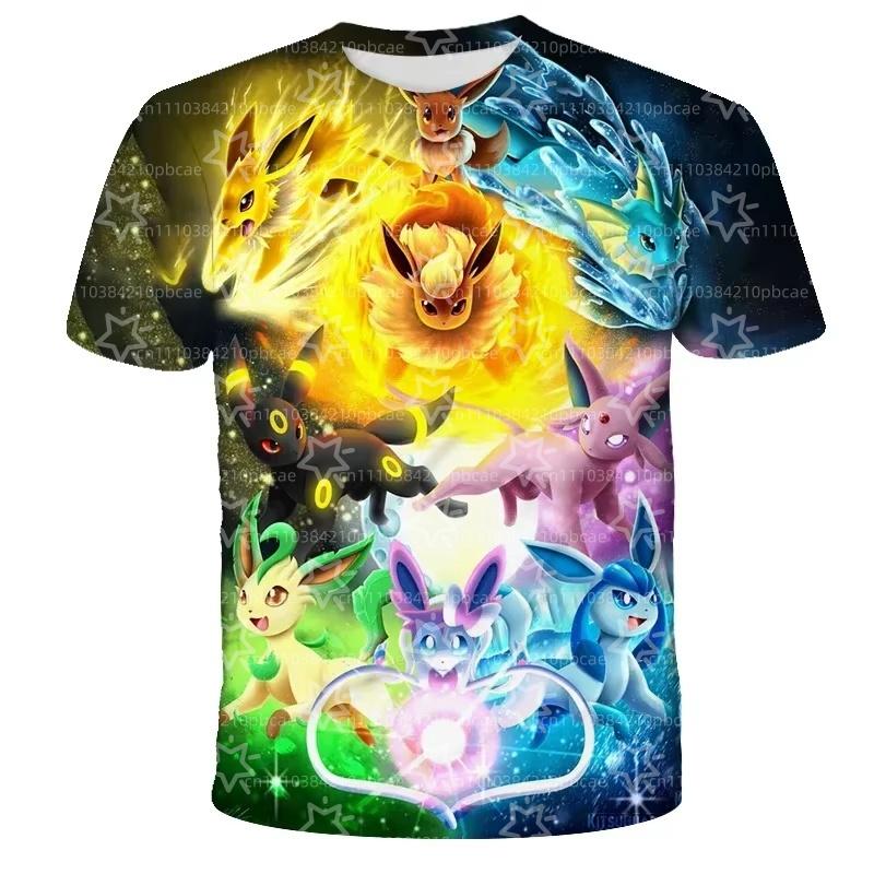 2026 New Anime Pikachu Children Fashion Casual T-shirt Pokemon Boys Girls Cosplay Yellow Clothing T-shirt Short Sleeve Tops 110