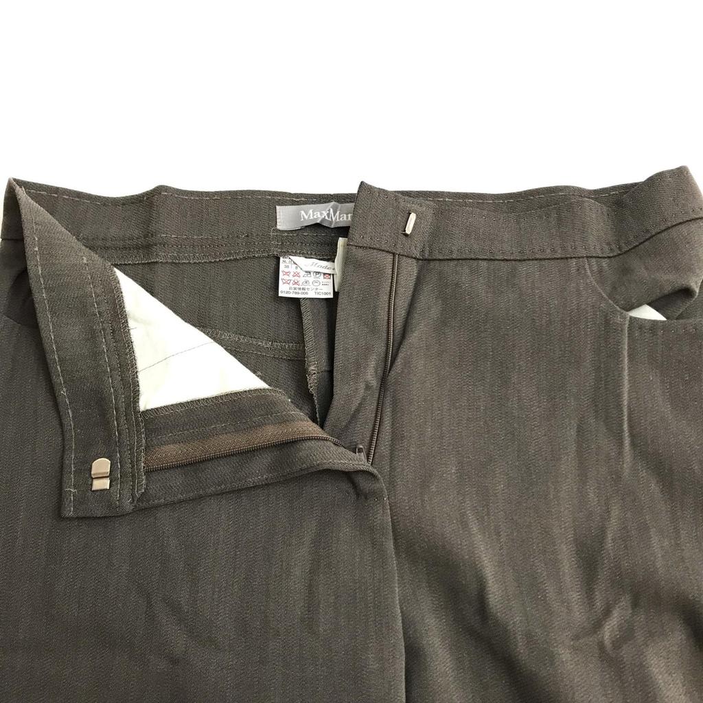 MAX MARA Italy Pantsuit Set Women’s L J42 Mao Collar Zip Jacket Brown(USED)