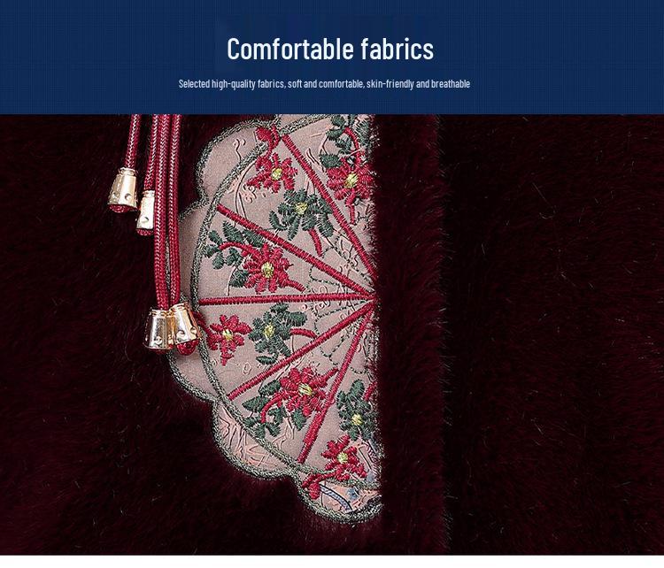 Autumn/Winter Maternity Velvet Jacket, Imitation Mink, for Middle-Aged & Elderly Women - Chinese Style Grandma's Thickened Cotton Padded Coat