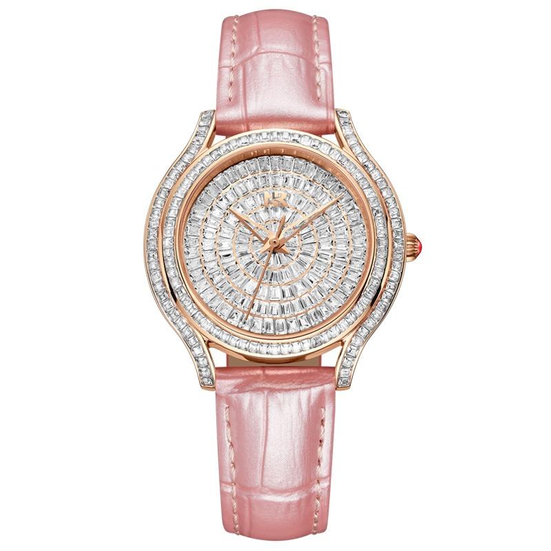 Women RUIIXINE Fashion Quartz Watch Light Luxury All Diamond Leather Strap Diamond Jewelry Crystal Ladies Wristwatches Gift