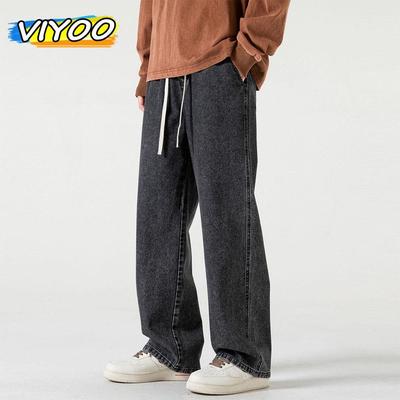 Men's Wide Leg Jeans 2024 Y2K Baggy Oversized Denim Pants Hip Hop Streetwear Trousers Vintage Joggers Track Pants Drawstring Jeans For Men Sweatpants
