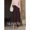 Miu Style Polka Dot Ruffled Midi Skirt