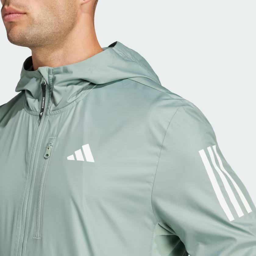 adidas Own The Run Hooded Wind Jacket Silver Green JD2239