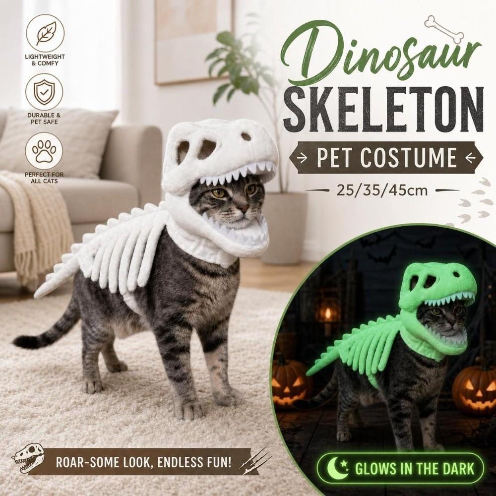 Szkielet Dinozaura Świecący w Ciemności Kostium dla Zwierzęcia Domowego Lśniący Kostium Halloweenowy dla Zwierzęcia Domowego Impreza Halloweenowa