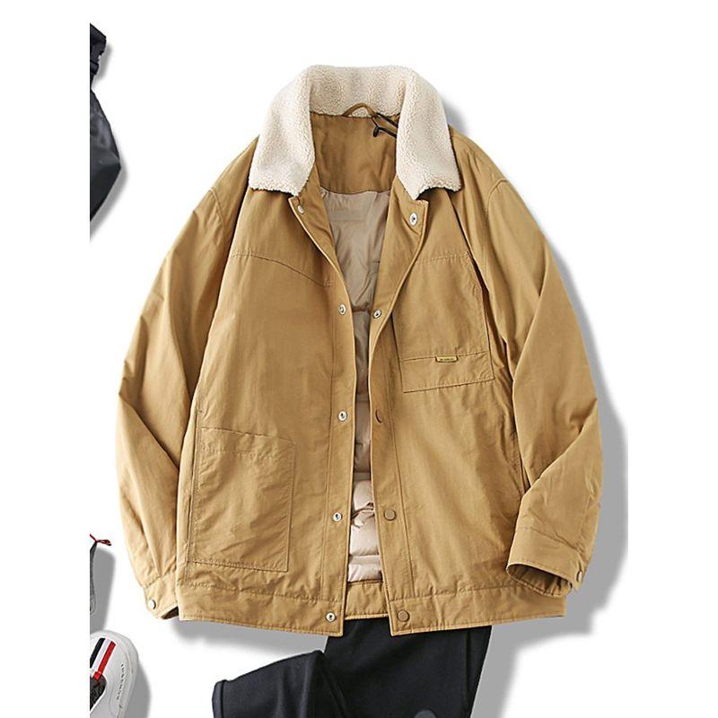 Lamb Wool Lapel down Jacket Men Short Winter Jacket Lightweight Cotton Jacket Export Cattle Goods Parka Cotton Coat Jacket