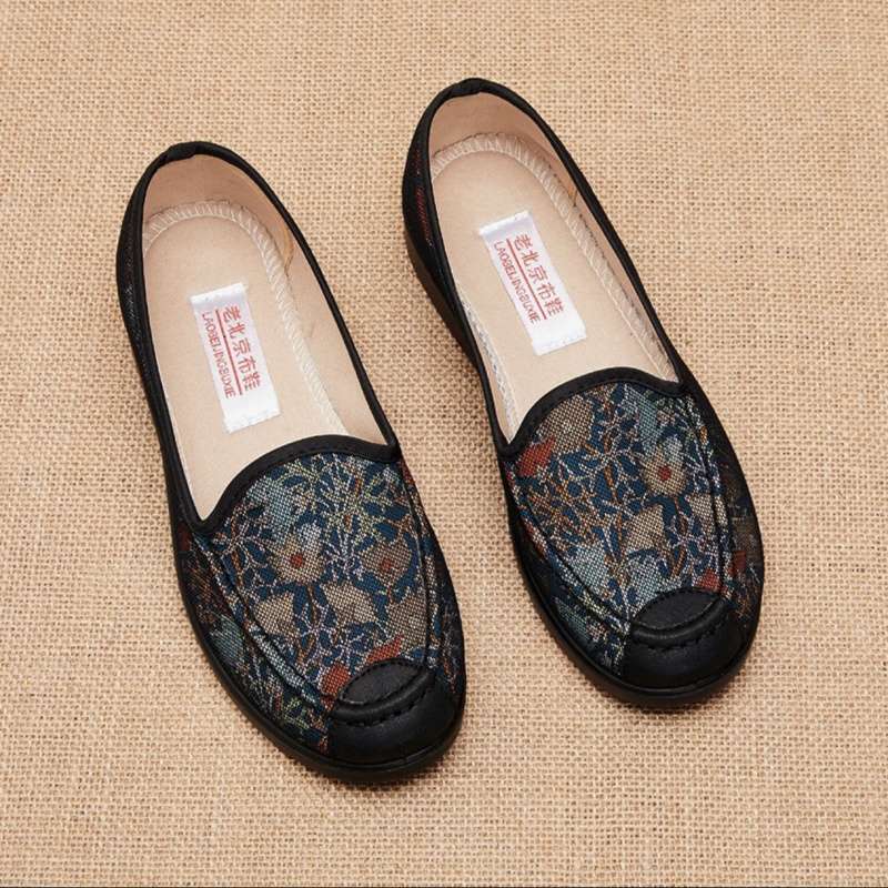 Old North Cloth Shoes Spring and Autumn Women's Non-slip the Elderly Retro Soft Sole Old Lady Shoes Big Foot Bone Loose Grandma Shoes