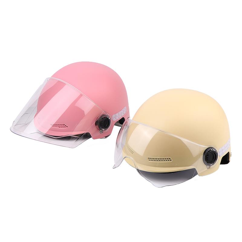 1 Piece 3C Certified Men'S And Women'S Adult Cartoon Electric Bicycle Motorcycle Half Helmet With Goggles Bicycle Safety Helmet