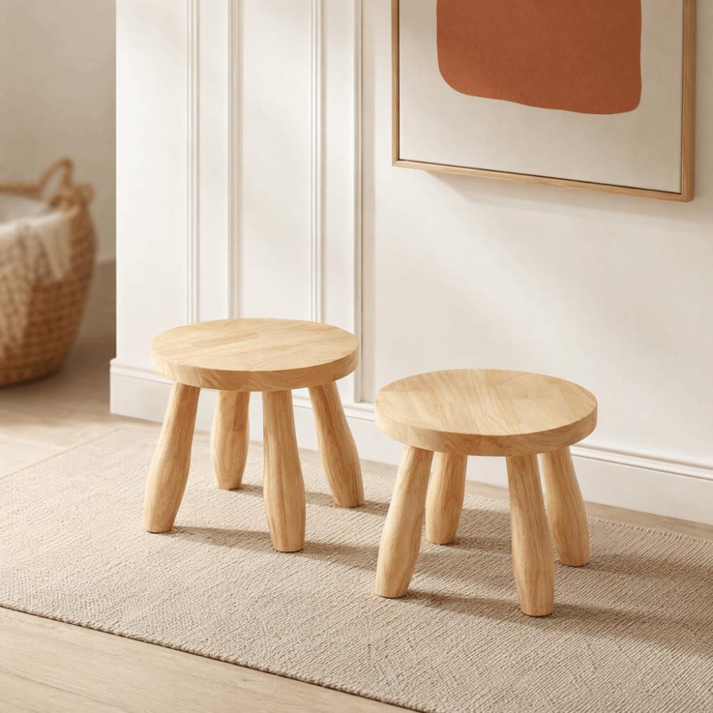Solid Wood Mushroom Stool Low Small Bench Home Decor Side Seat Bedroom
