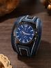 Affordable Stylish Vintage Leather Large Dial Neutral Quartz Watch