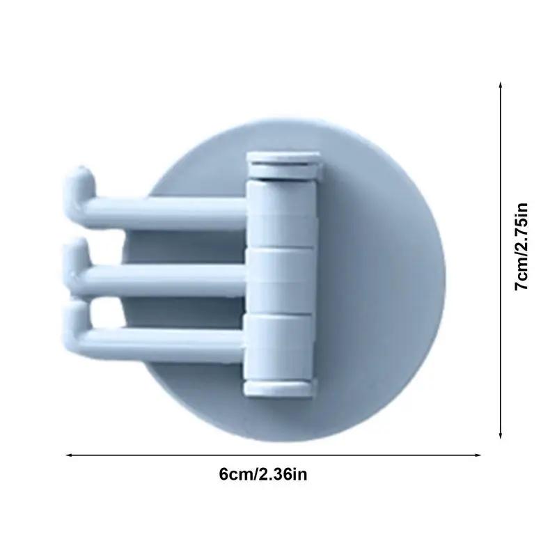 Household Rotating Hook with No Punching 3 Branches Seamless Adhesive Strong Bearing Rod Hook Kitchen and Bathroom Storage Hook