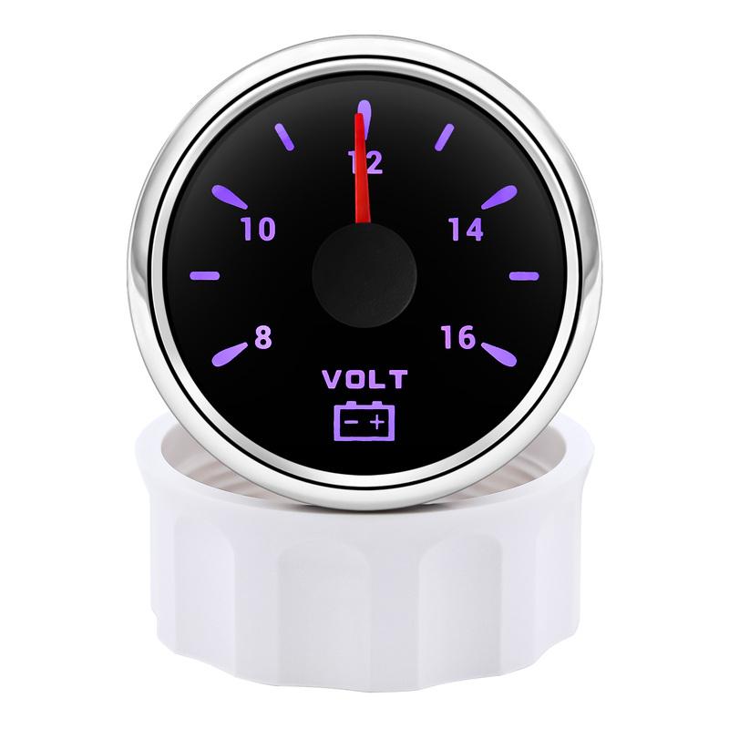 52mm Voltmeter 8-16V Volts for Caravan Marine Boat Motorcycle Car Voltage Indicator Volt Meter Gauge 7 Colors Backlight 12V