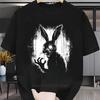 Gothic Rabbit Pattern Print T-shirts for Men Summer Casual Fashion High Street Y2K Tops Comfort Crew Neck Short Sleeve Tees