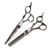 MCG-15 Black Damascus Hairdressing Scissors Set: Straight, Serrated, and Thinning Scissors for Hair Salon