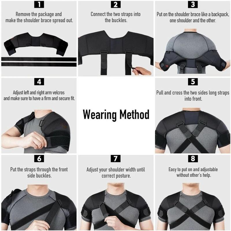 Shoulder Support Strap Adjustable Double Bandage Cross Compression Posture Correction for Sports Gym Daily Pain Relief