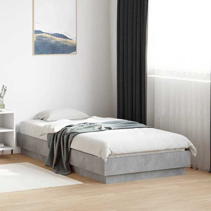 VidaXL Cadre de Lit, Lit Simple avec Sommier à Lattes, Lit Adulte, Meuble de Chambre à Coucher, Moderne, Gris Béton 90x190 839633
