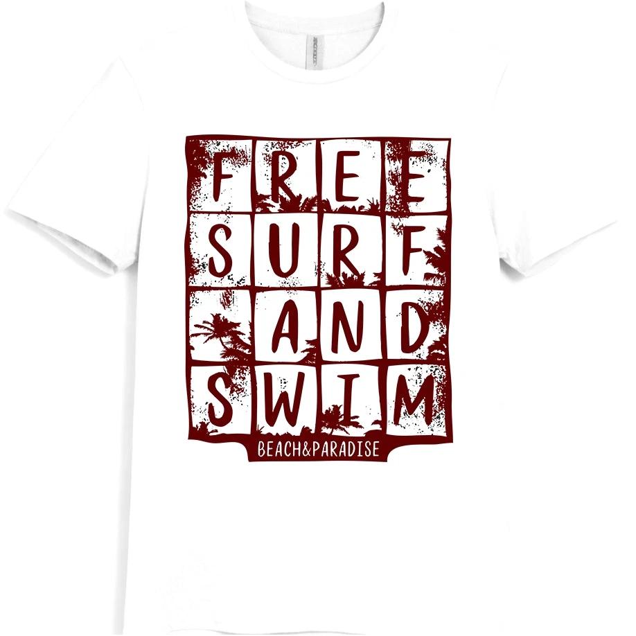 Surf T Shirt Beach Paradise Ocean Wave Graphic Tee Surfing Typography Shirt 4XL