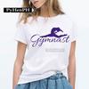 Elegant Ballet Print Short Sleeve T-shirt Women's Slim Fit Summer Top Modal Fabric Student Girl Fashion Polyester