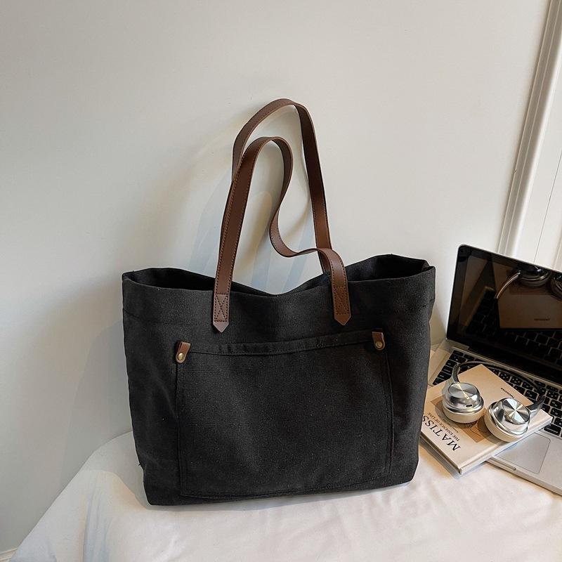 Canvas bag large bag shoulder bag trendy large capacity tote bag temperament underarm bag leisure bag