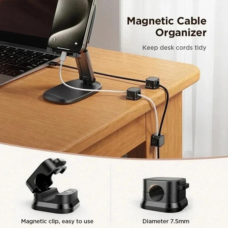 Magnetic Cable Clip Cable Holder Adhesive Wire Keeper Cord Cable Organizer for Home Office Under Desk Management